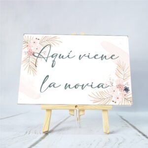 cartel carton pluma boda