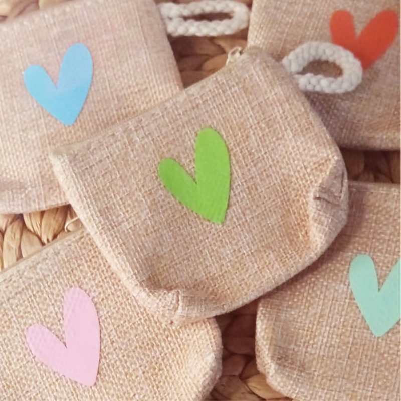 Monedero de yute Love corazones-Detalles with love