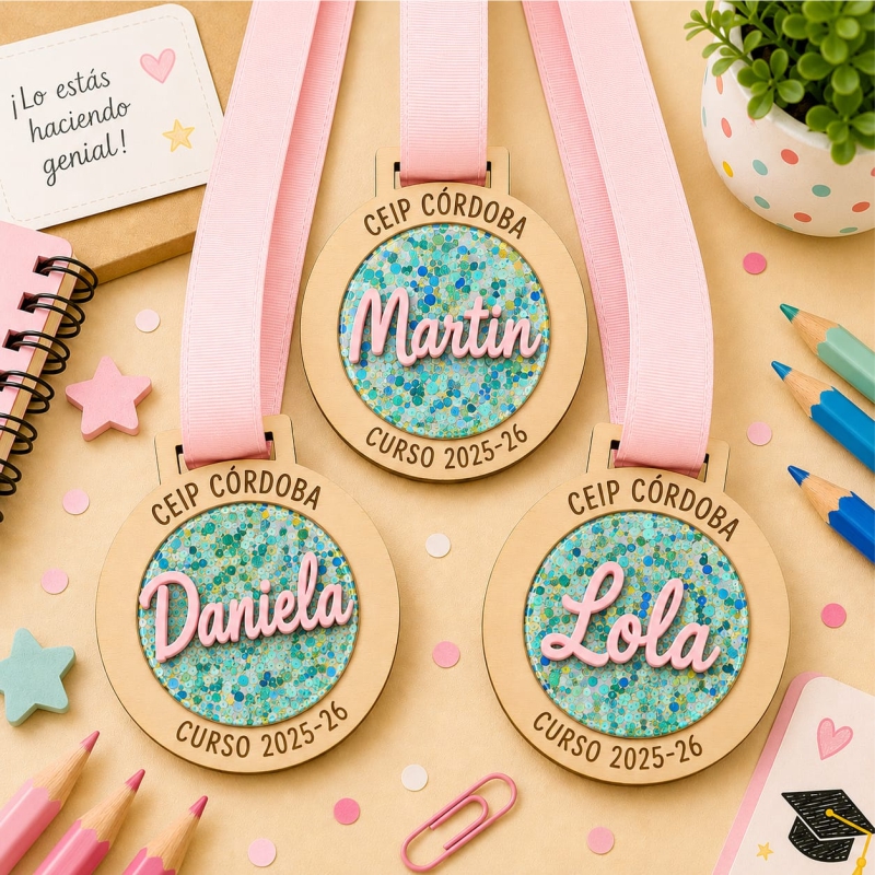 Medalla Graduación Confeti