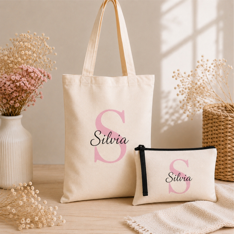 Bolso Tote bag +neceser algodón